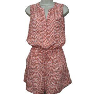 Lila Rose Romper Womens Size 4 Red White Floral Shorts V-Neck Sleeveless